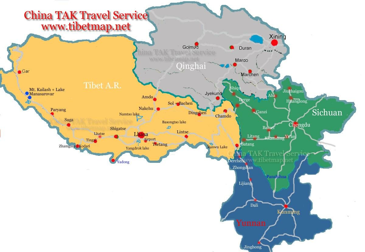 provinces around Tibet A.R.