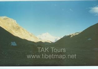 view of the peak of Mt. Everest (from Rongbuk monastery)