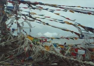 prayer flags at mount pass,tibet