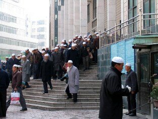 after the praying outside the Dongguan Muslim mosque at Xining